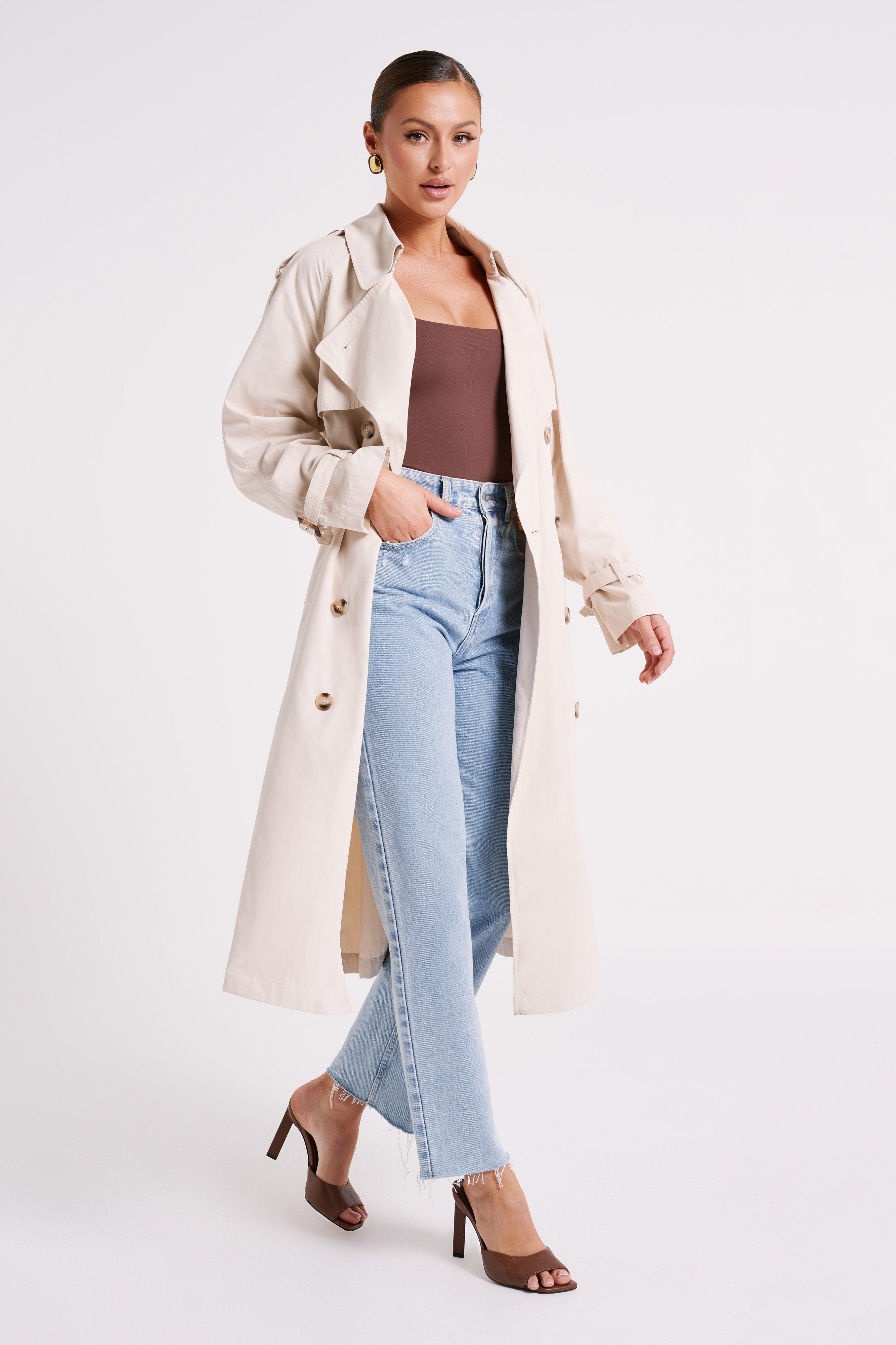 Channing Trench Coat With Belt - Cream Product Image