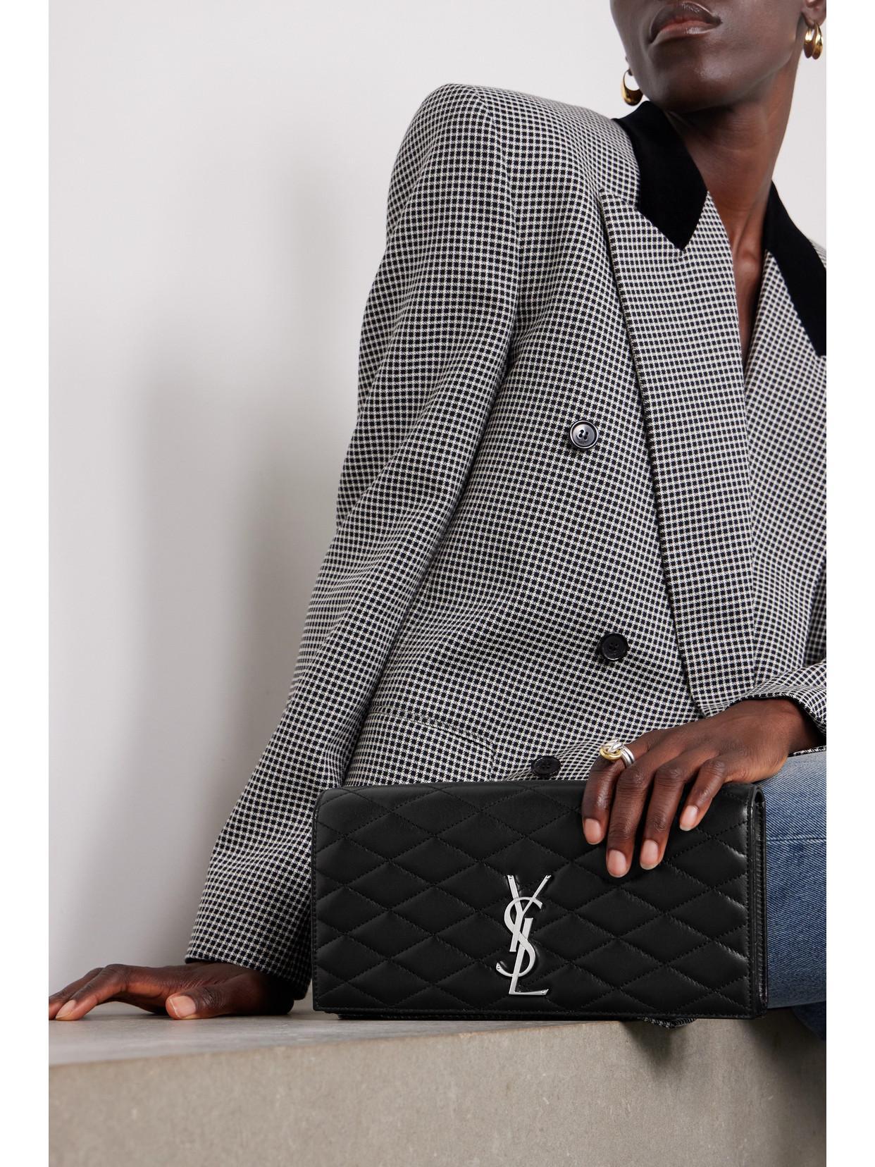 SAINT LAURENT Kate Quilted Leather Clutch In Black Product Image