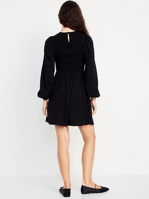 Fit &amp; Flare Long-Sleeve Mini Dress Product Image