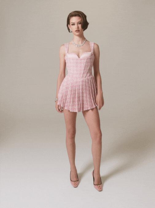 Chelsea Tweed Dress (Pink) (Final Sale) Product Image