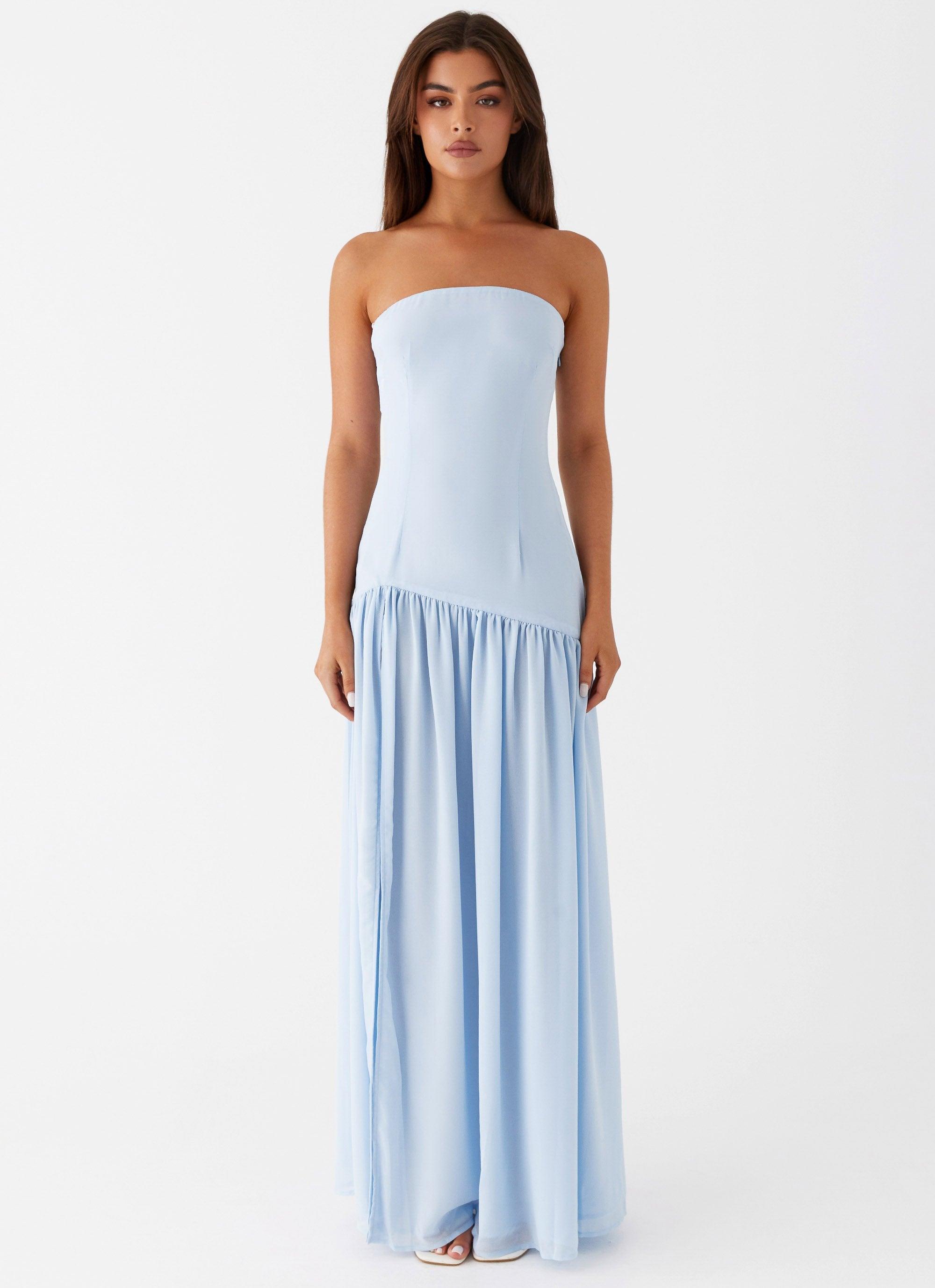 Eden Strapless Maxi Dress - Blue Product Image