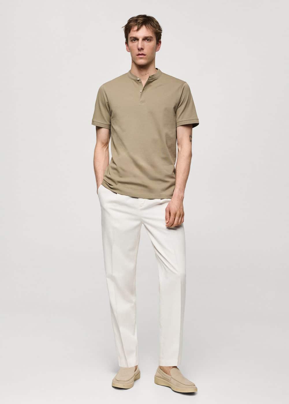 MANGO MAN - Cotton lyocell pleated pants off whiteMen Product Image