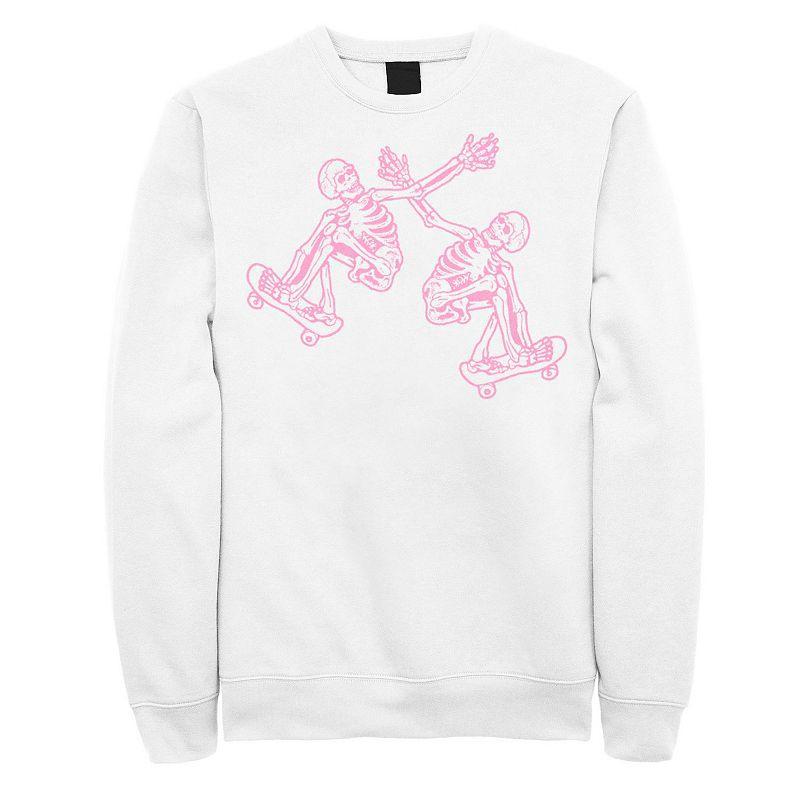 Mens Pink Skateboarding Skeletons Sweatshirt Product Image