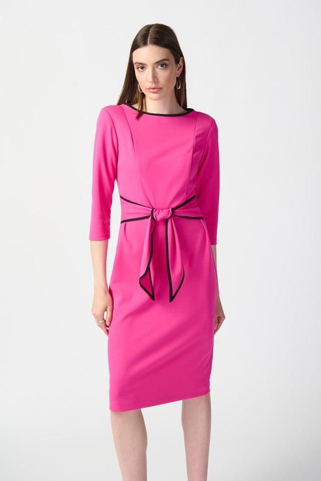 Scuba Crepe Sheath Dress- Ultra Pink/Black Product Image