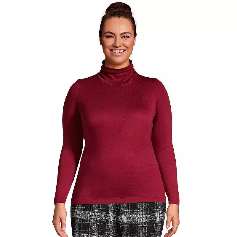 Plus Size Lands End Supima Cotton Long Sleeve Turtleneck, Womens Rich Brown Product Image