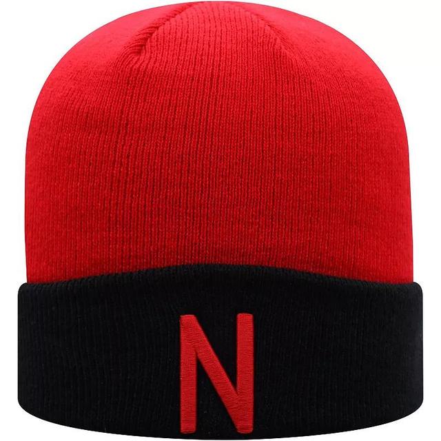 Mens Top of the World Scarlet/Black Nebraska Huskers Core 2-Tone Cuffed Knit Hat Product Image