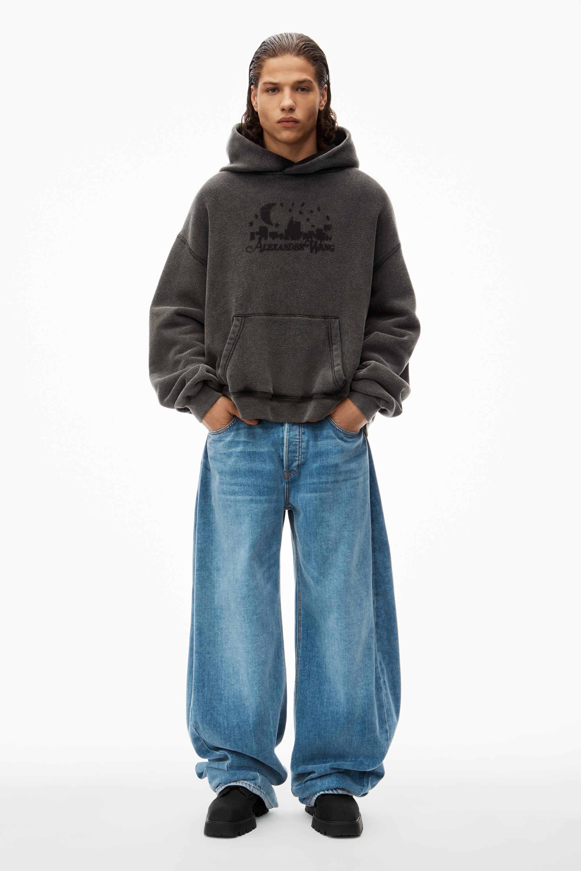 Distressed Skyline Hoodie In Sueded Cotton Terry Product Image