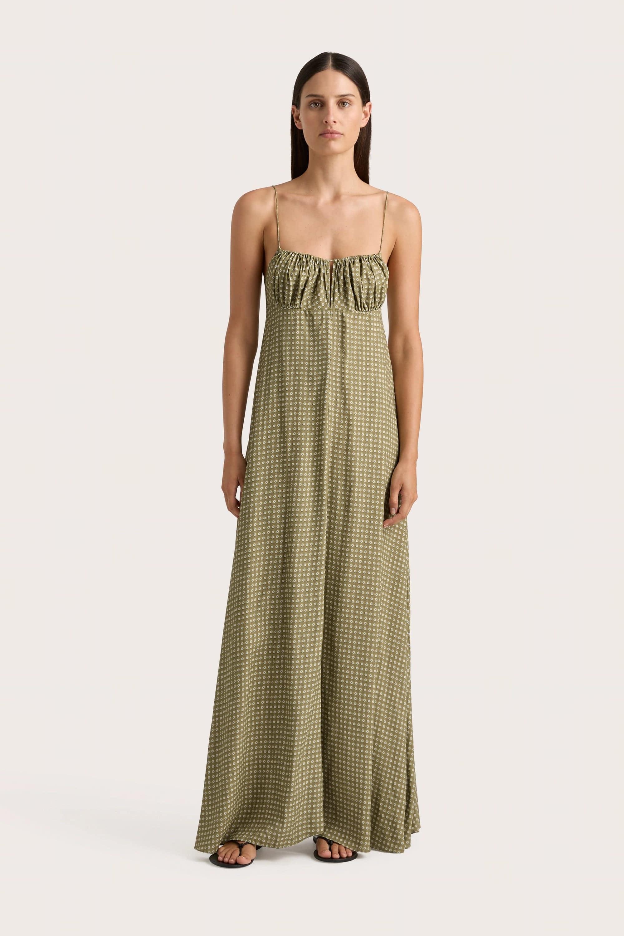 Anessa Maxi Dress Oliander Khaki Product Image