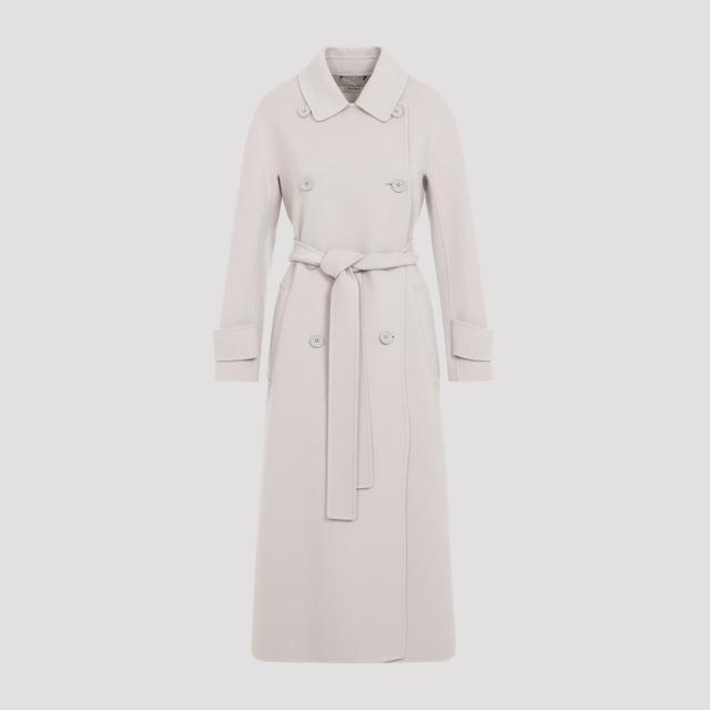 Double-breasted Coat In White Product Image