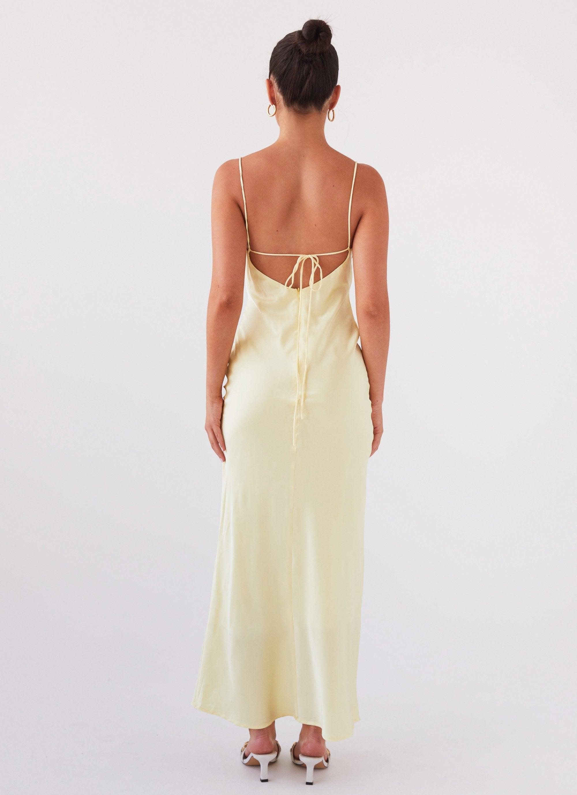 Joanna Satin Maxi Dress - Lemon Product Image