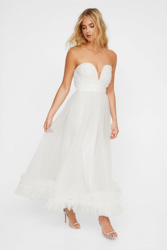 Tulle Bandeau Frill Hem Midi Dress product image