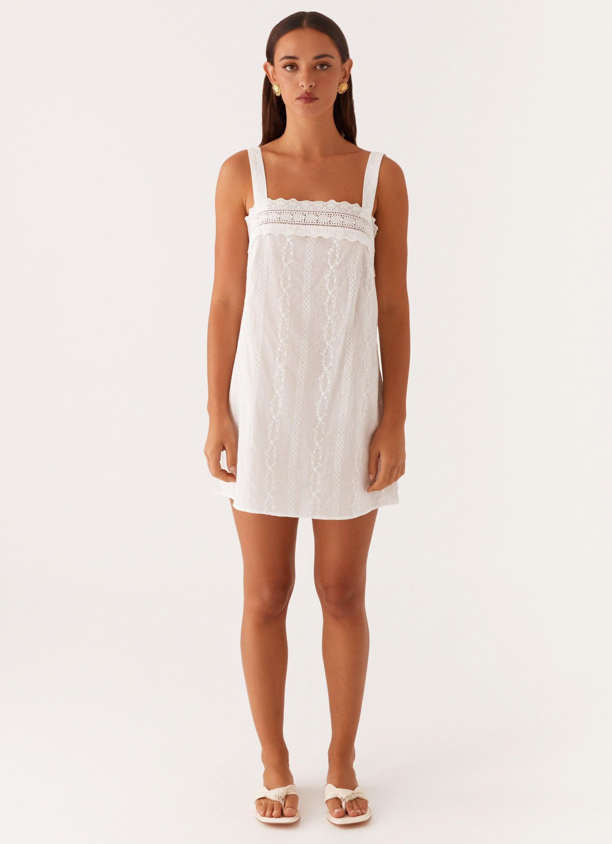 Calla Broderie Mini Dress - White Product Image