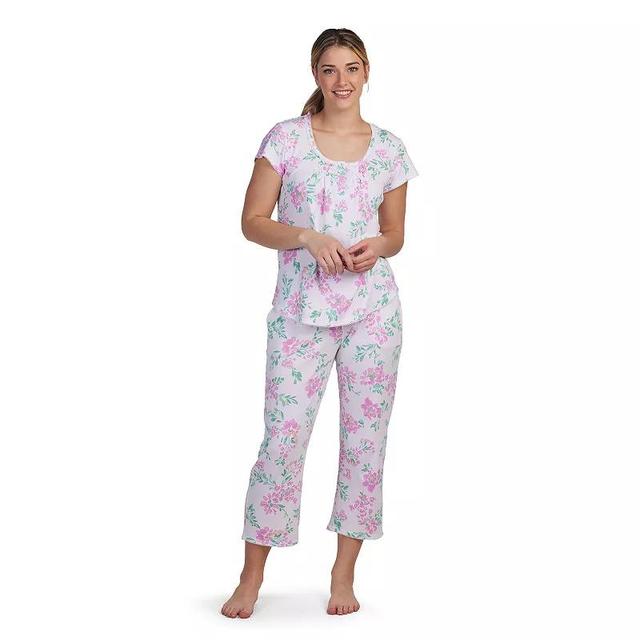 Womens Miss Elaine Essentials Cottonessa Short Sleeve Henley Pajama Top & Pajama Pants Set Product Image