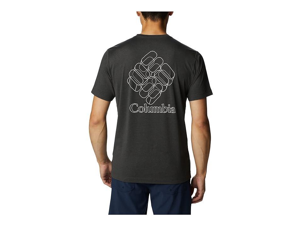 Columbia Tech Trail Graphic Tee (Black Heather/Gemlines Graphic) Men's Clothing Product Image