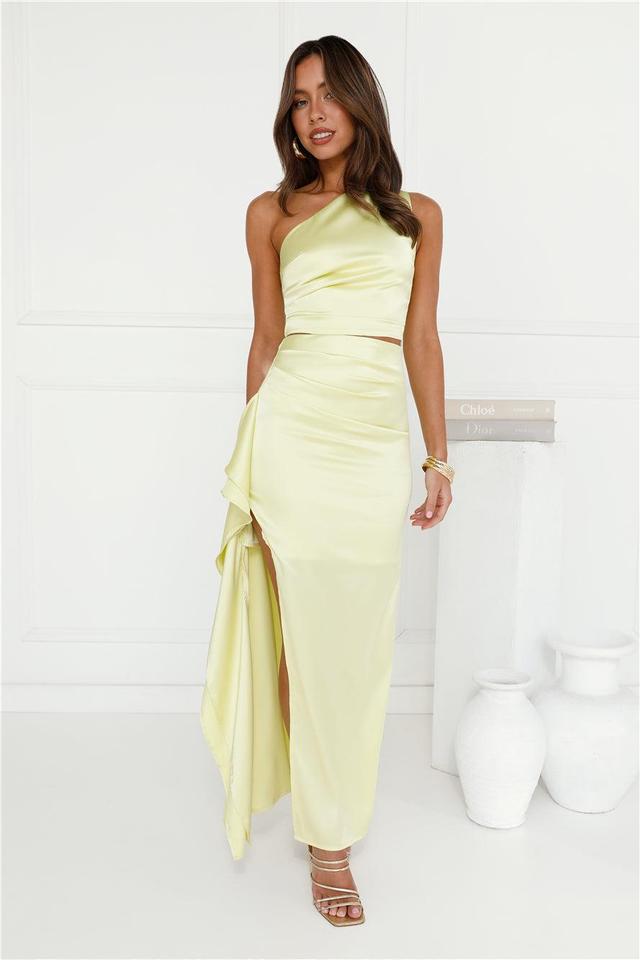 Beauty In The Spotlight Satin Maxi Skirt Lime Product Image