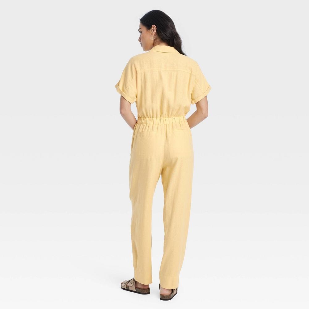 Womens Short Sleeve Linen Boilersuit - Universal Thread Yellow 14 Product Image