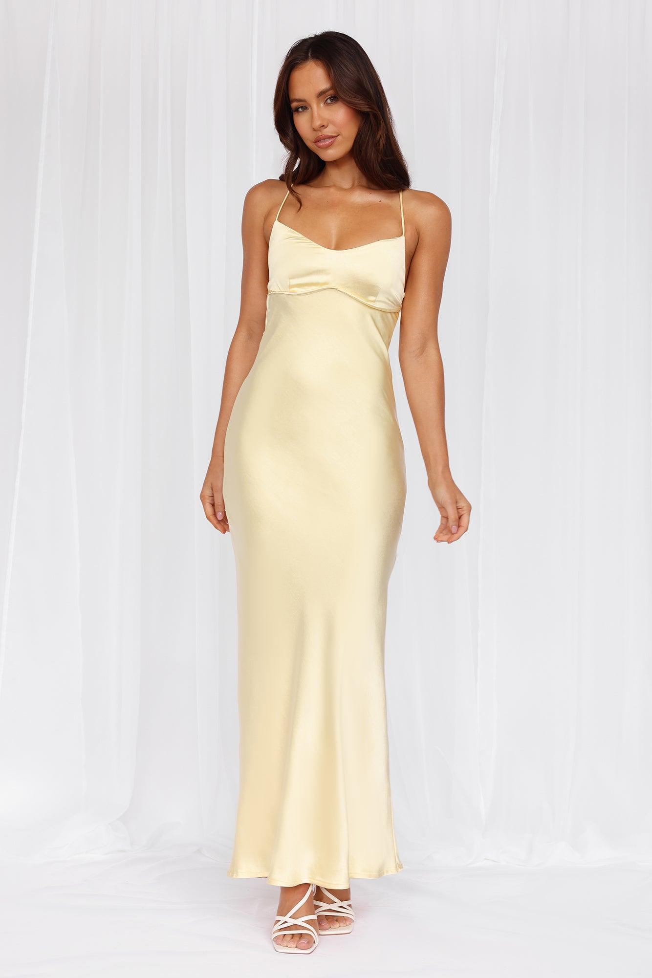 HELLO MOLLY The Samara Satin Maxi Dress Yellow Product Image