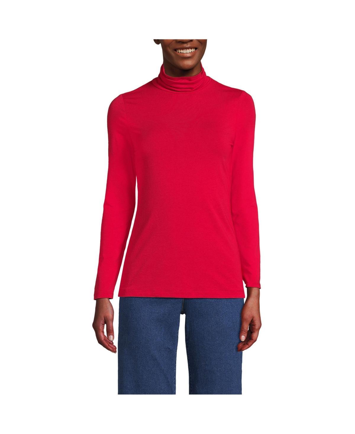 Lands End Womens Tall Lightweight Jersey Skimming Long Sleeve Turtleneck Product Image