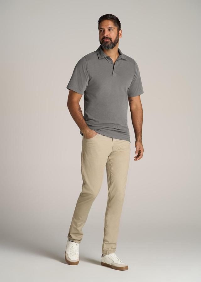 LJ&S Ultra Soft Short Sleeve Cotton Polo for Tall Men in Vintage Pewter Product Image