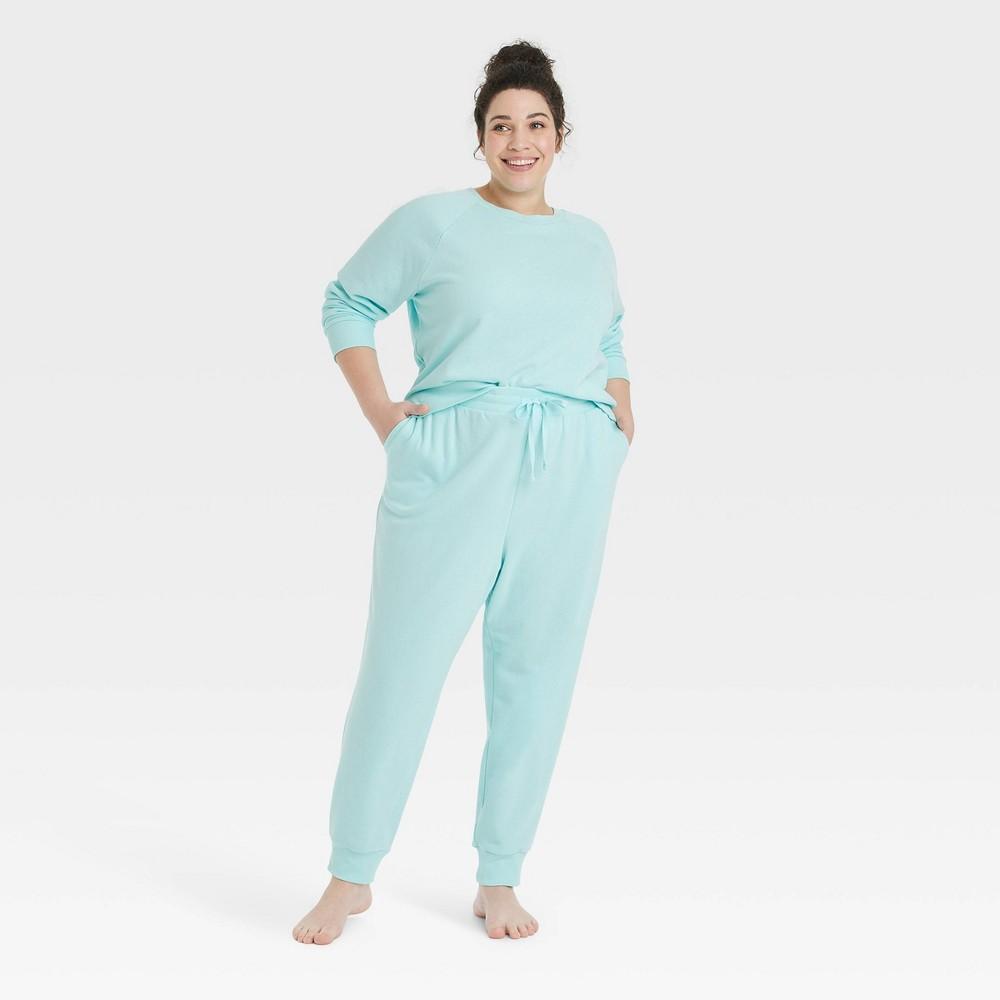 Womens Fleece Lounge Jogger Pajama Pants - Colsie Blue L Product Image