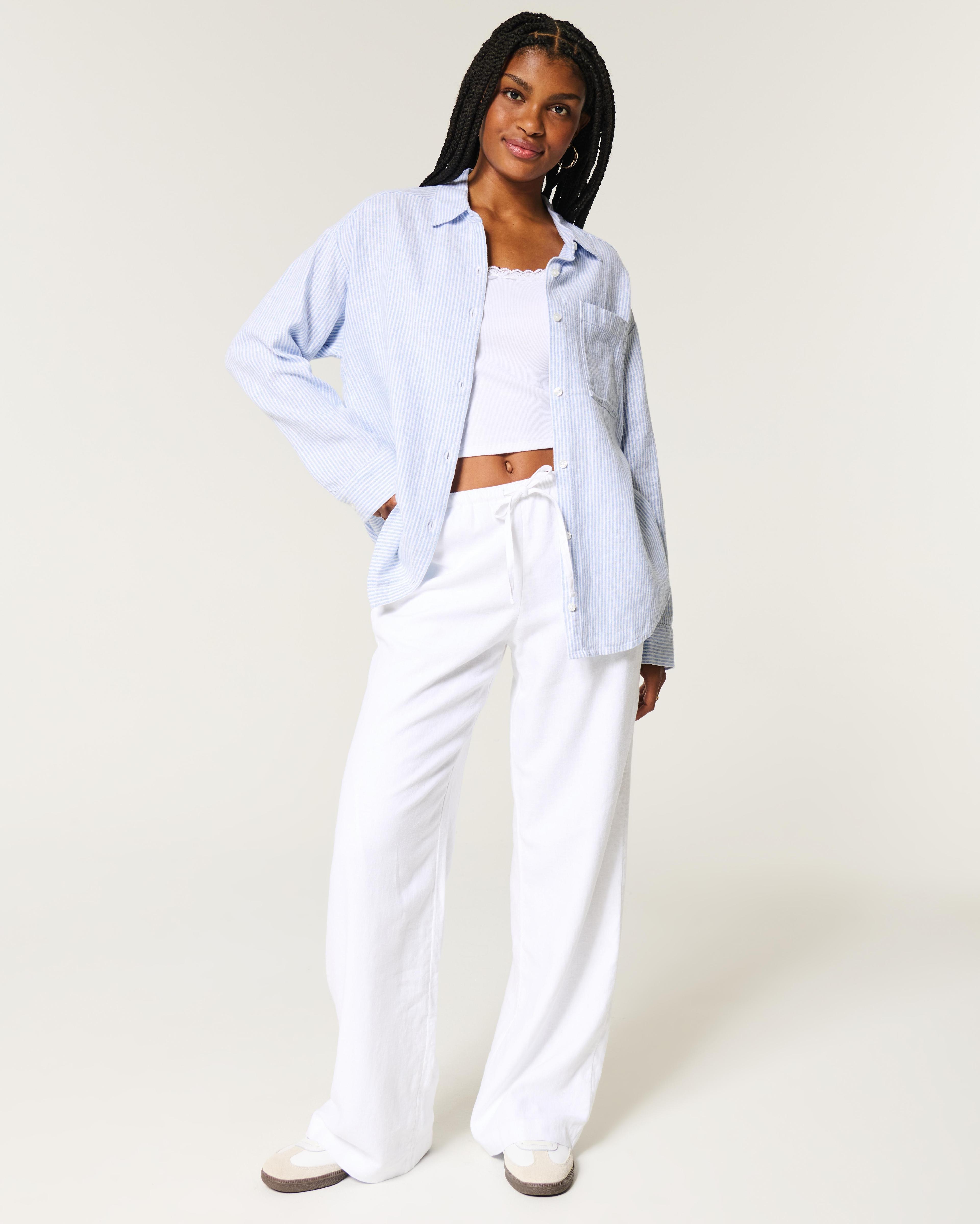 Oversized Linen-Blend Shirt Product Image