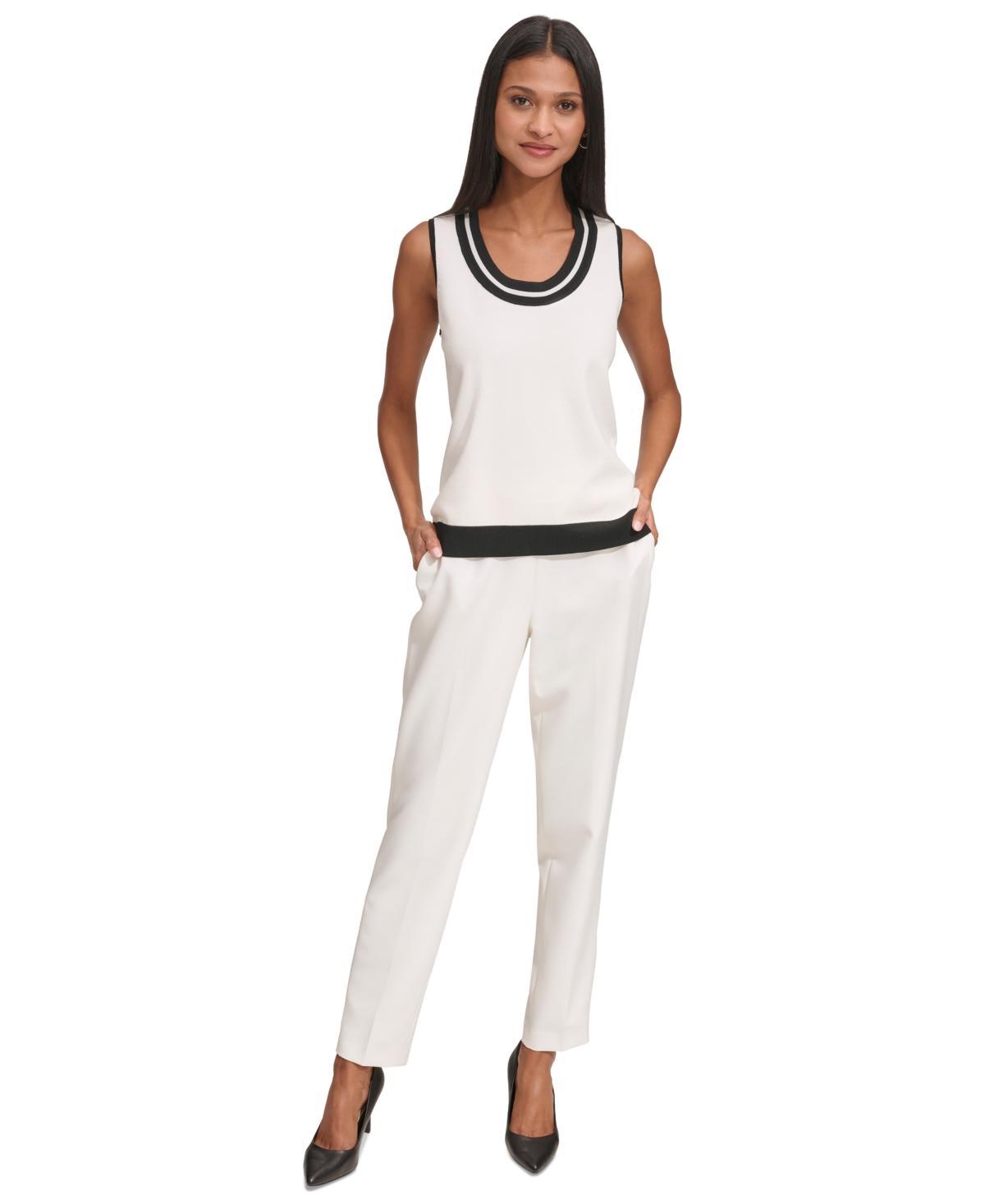 Karl Lagerfeld Womens Scoop-Neck Sleeveless Knit Top - Soft White Product Image