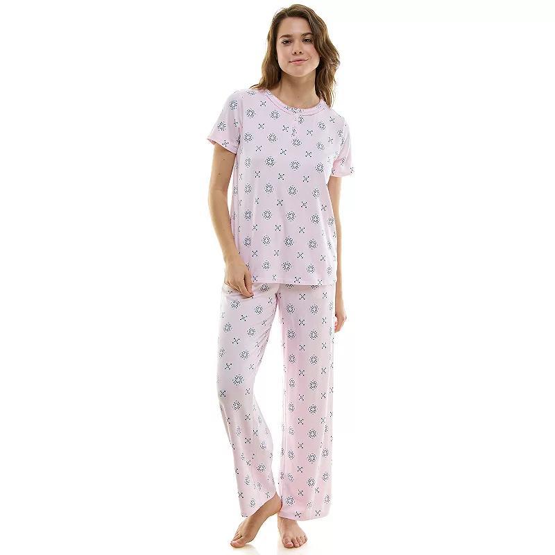 Womens Croft & Barrow Short Sleeve Pajama Top & Pajama Pants Set Product Image