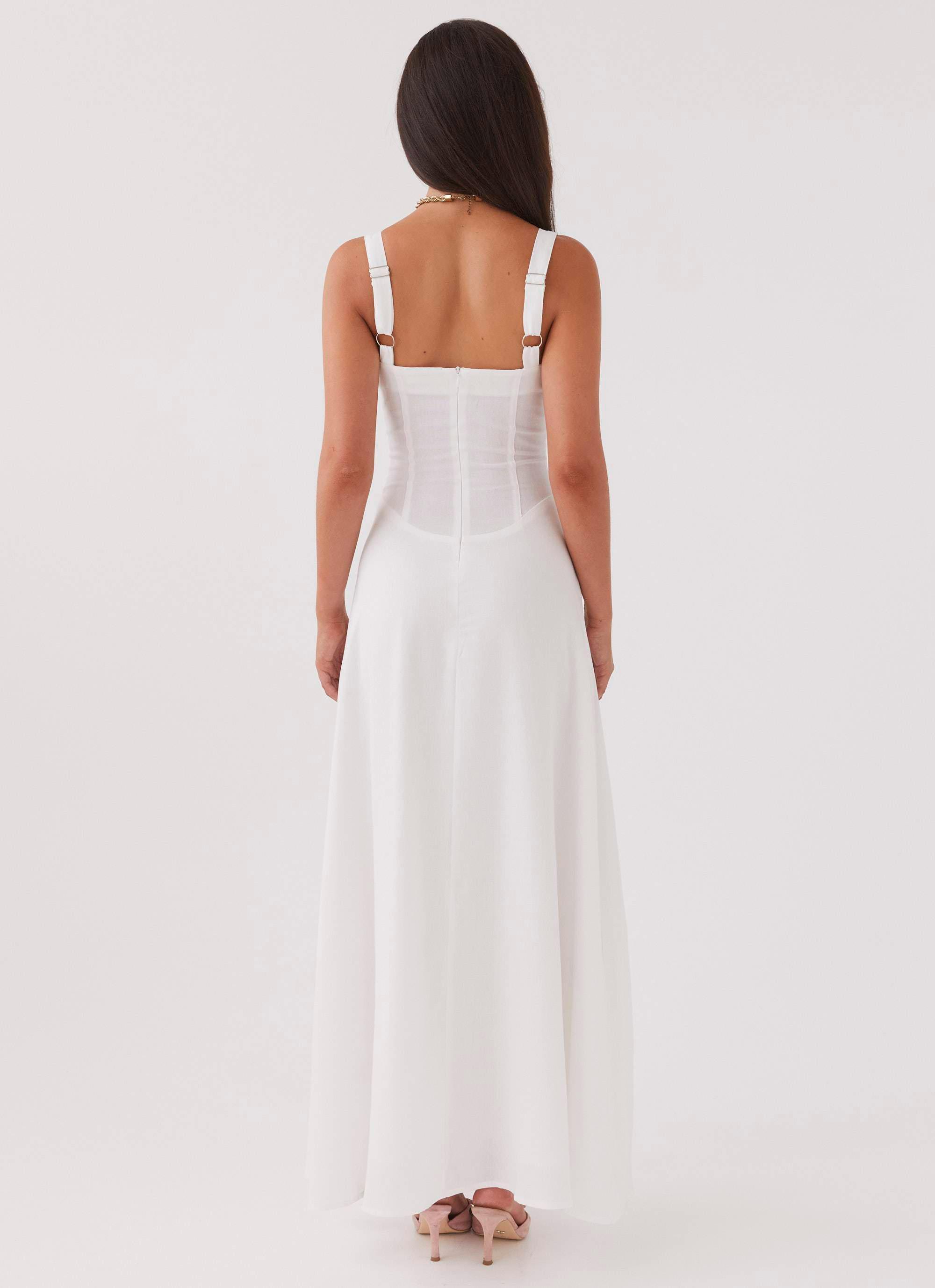 Lucie Linen Maxi Dress - White Product Image