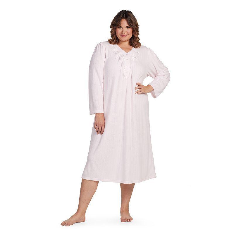 Plus Size Miss Elaine Essentials Honeycomb Long Gown, Womens Product Image