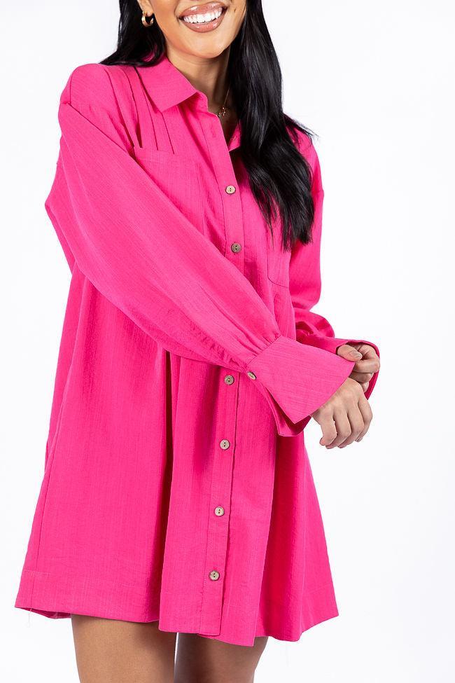 Write This Down Pink Button Up Shirt Dress Product Image