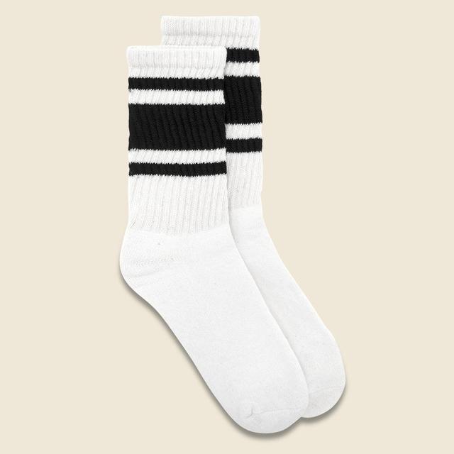 Retro Mono Stripe Crew Sock - Black Product Image