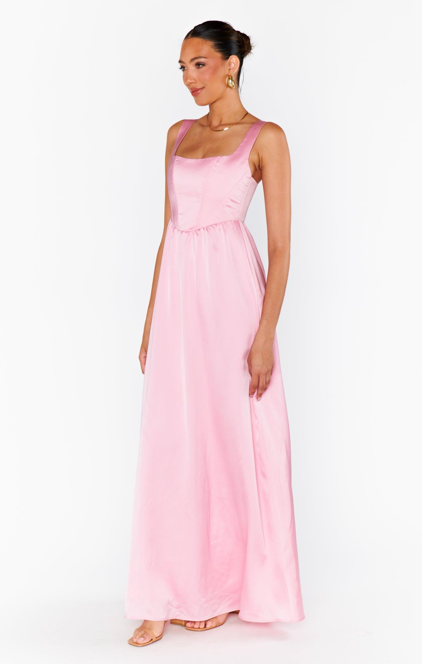 Nina Maxi Dress ~ Light Pink Luxe Satin product image