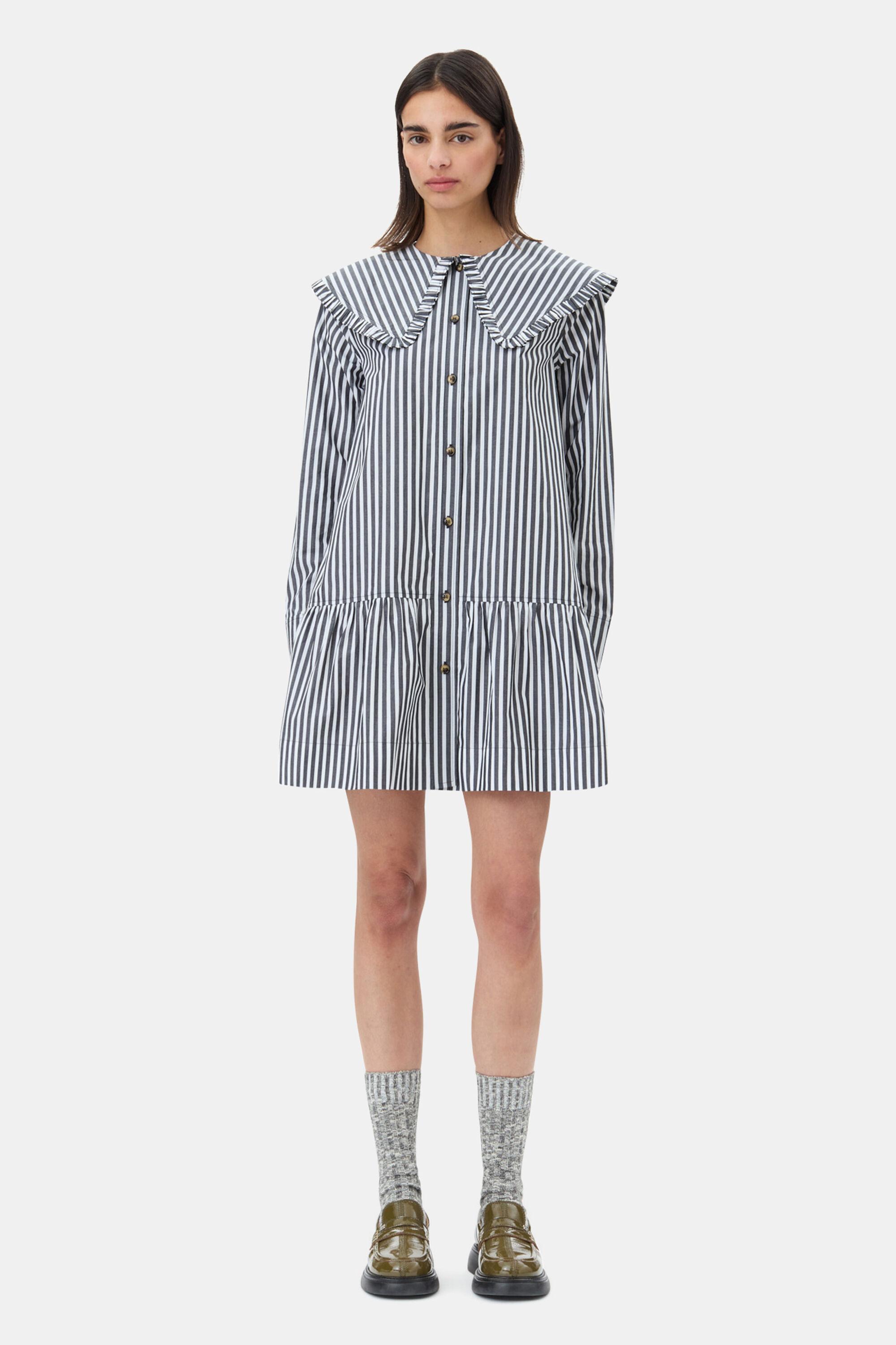 Black and White Stripe Mini Shirt Dress product image