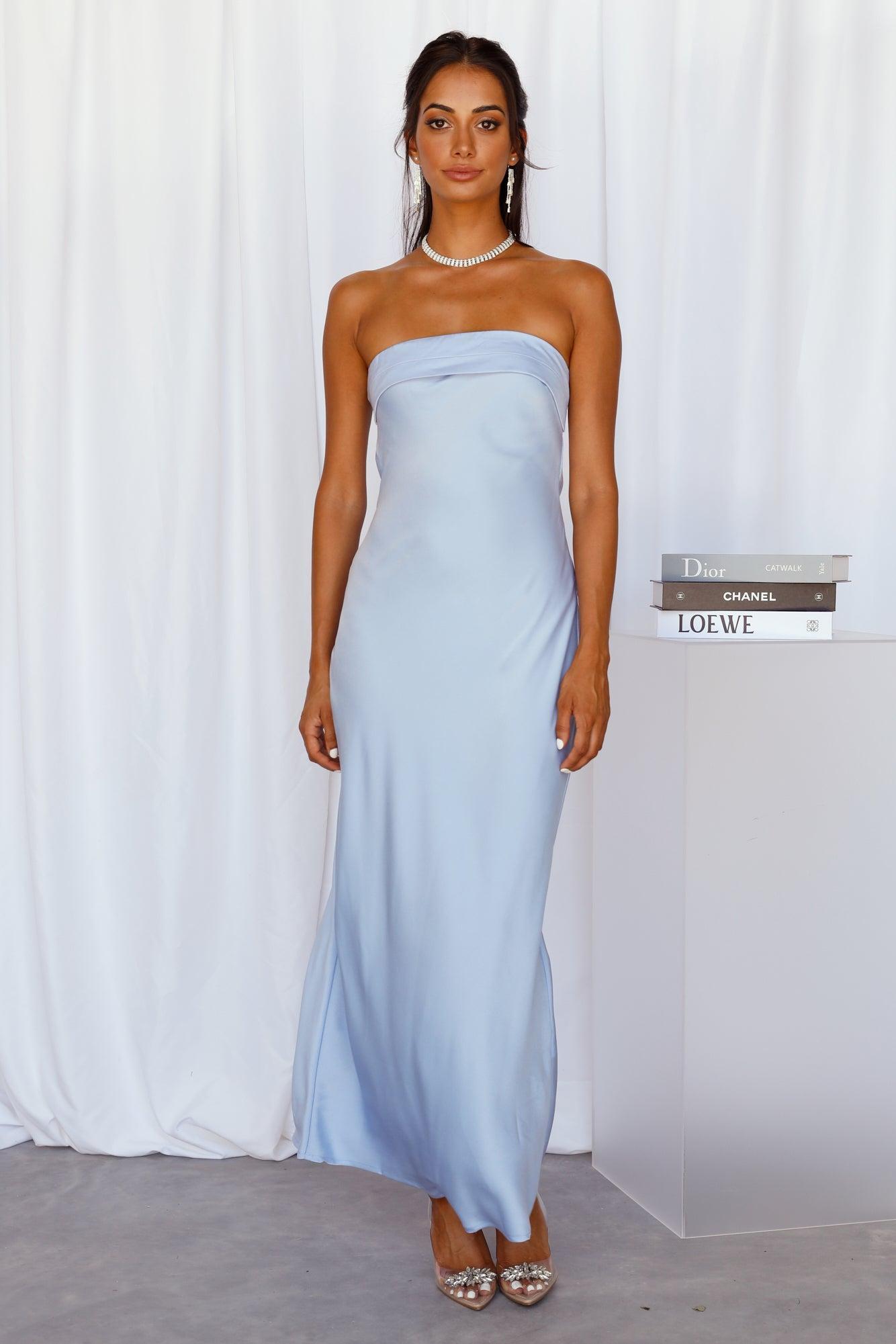 Coolness Calling Satin Maxi Dress Blue Product Image