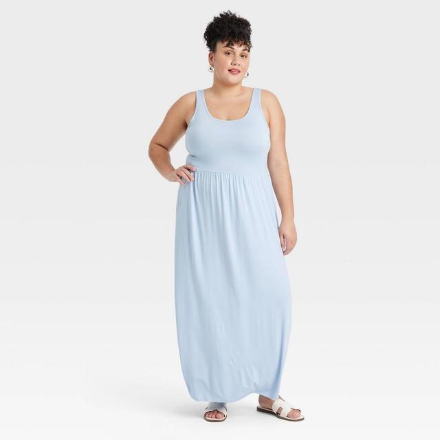 Womens Knit Maxi A-Line Dress - Ava & Viv Light Blue XXL Product Image