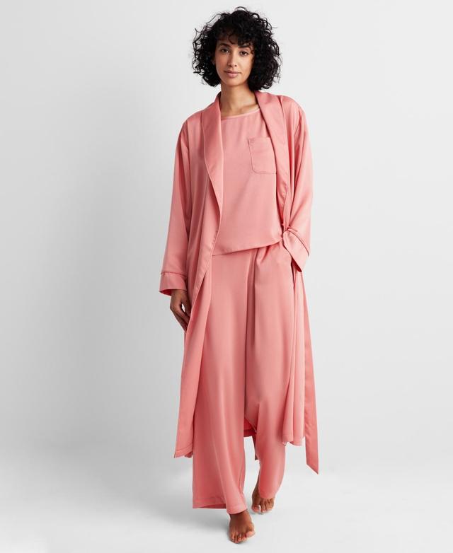 State of Day Womens Belted Shawl-Collar Crepe de Chine Robe, Created for Macys Product Image