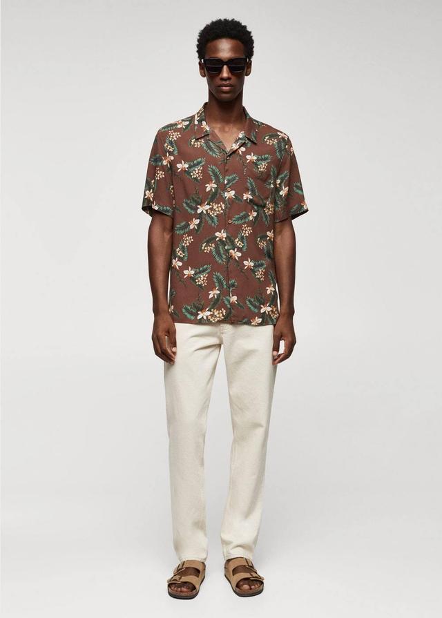 MANGO MAN - Regular-fit Hawaiian-print shirt maroonMen Product Image