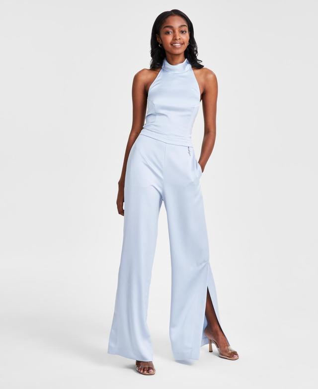 Women's Slit-Hem Wide-Leg Halter Jumpsuit Product Image