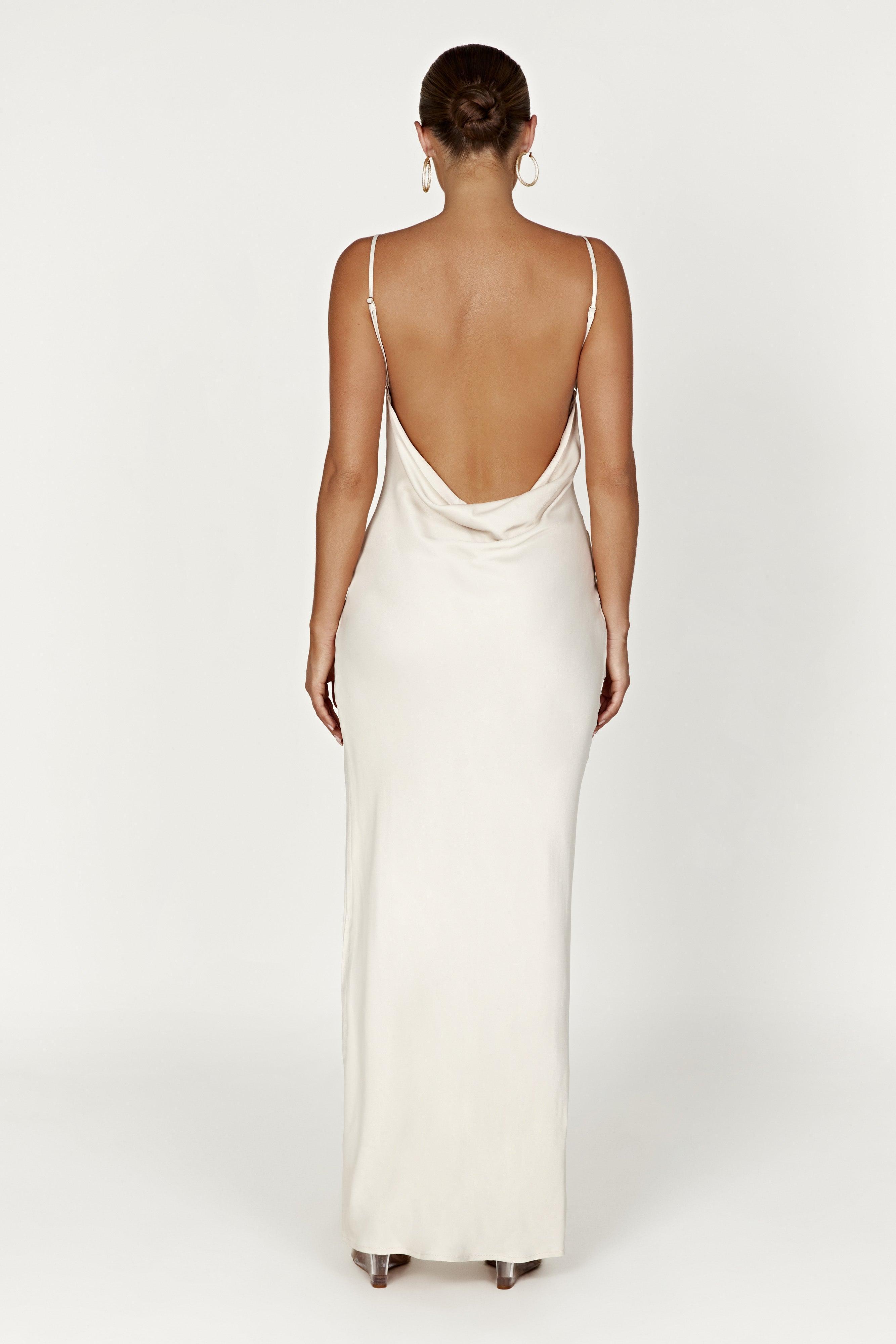 Jade Cowl Neck Backless Maxi Dress - Bone Product Image