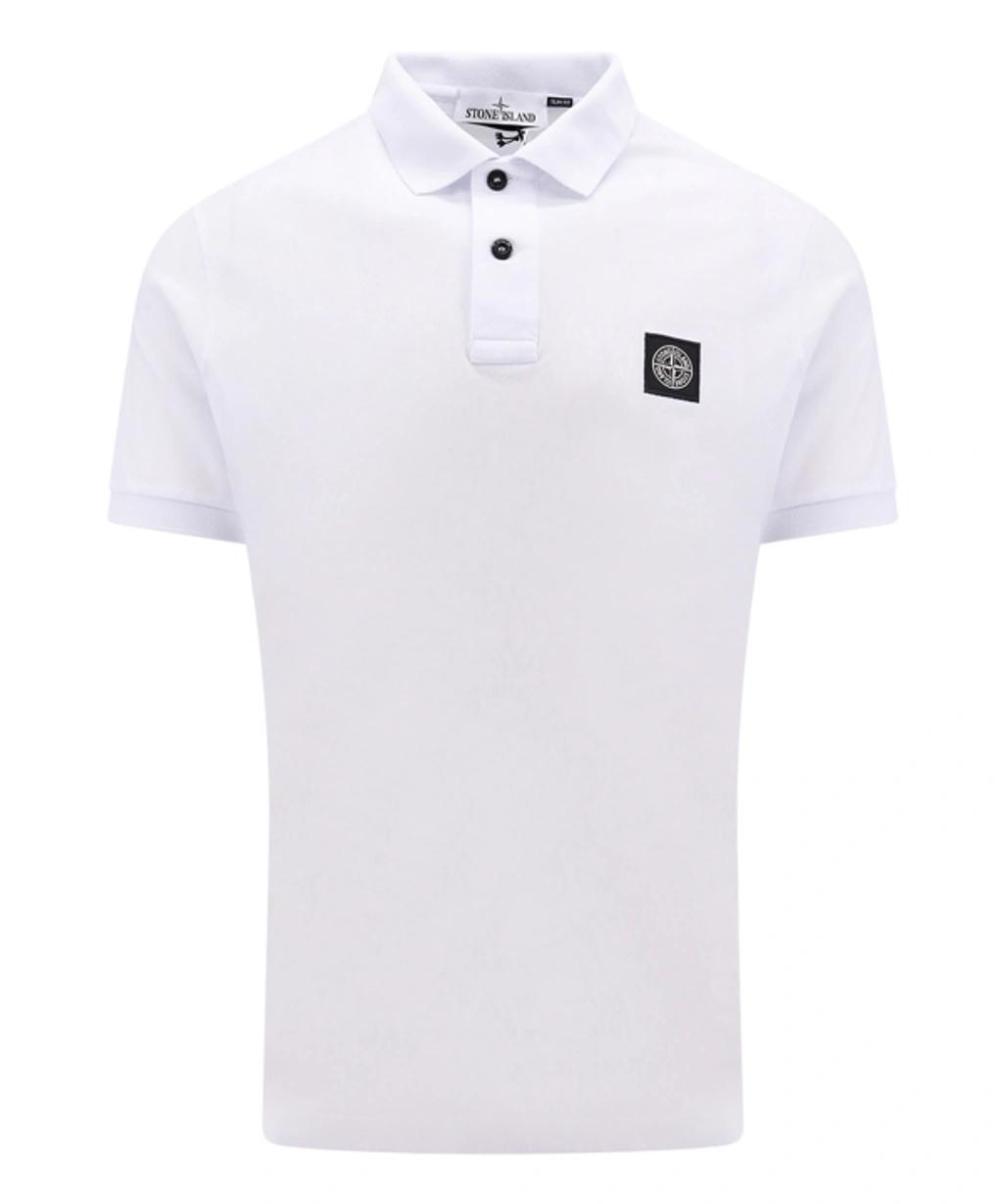 Logo-patch Short-sleeved Polo Shirt In White Product Image