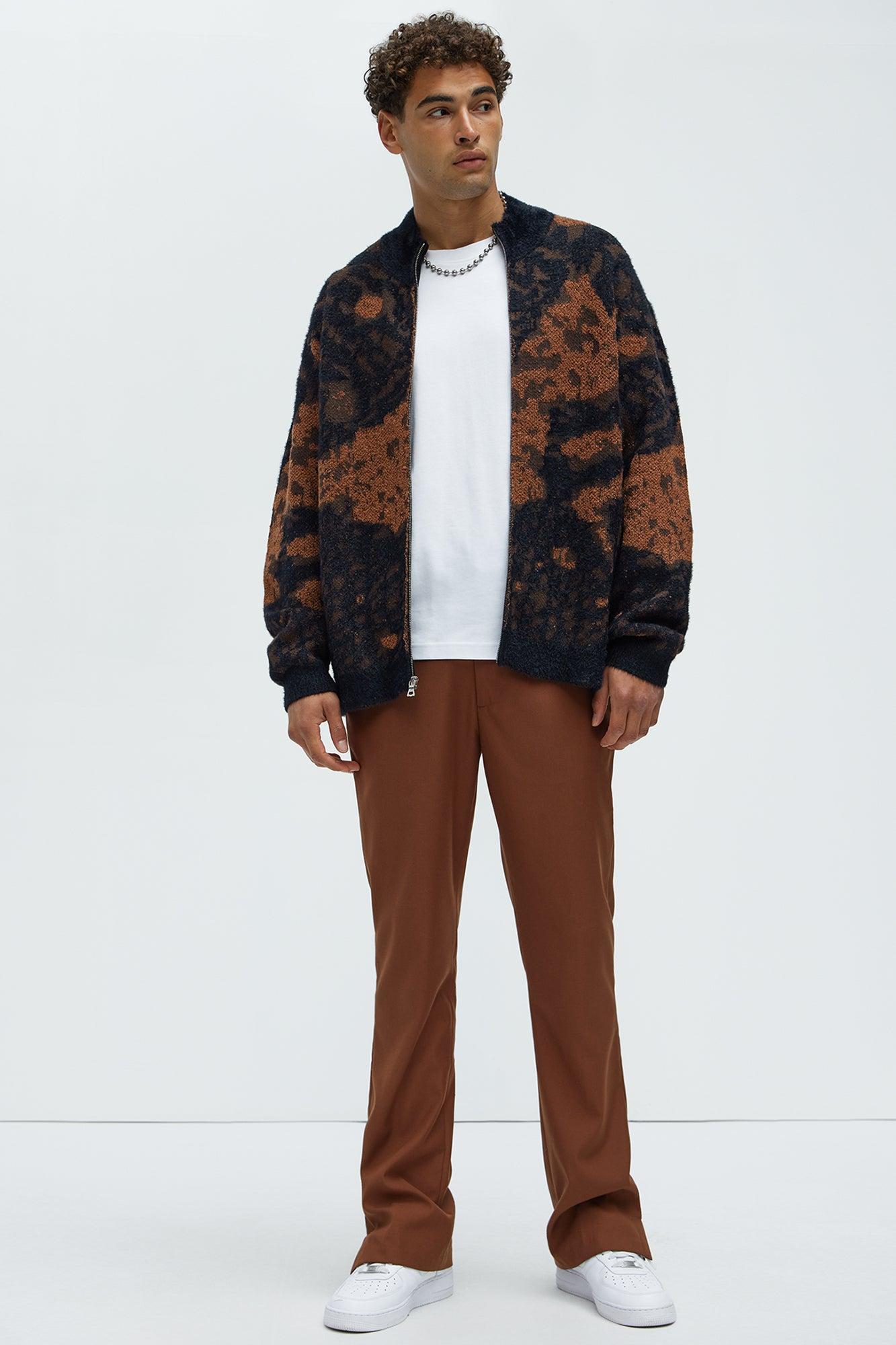 Lock It In Zip Sweater - Brown Combo Product Image