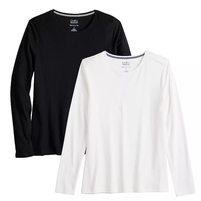 Womens Croft & Barrow Long Sleeve 2-Pack Crewneck Tees Product Image