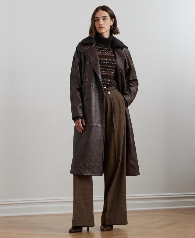 Lauren Ralph Lauren Womens Belted Burnished Lambskin Trench Coat Product Image