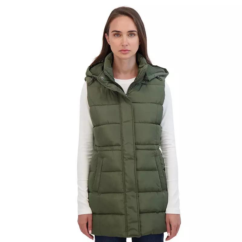 Sebby Collection Womens Puffer Vest With Drawstring Waist Product Image