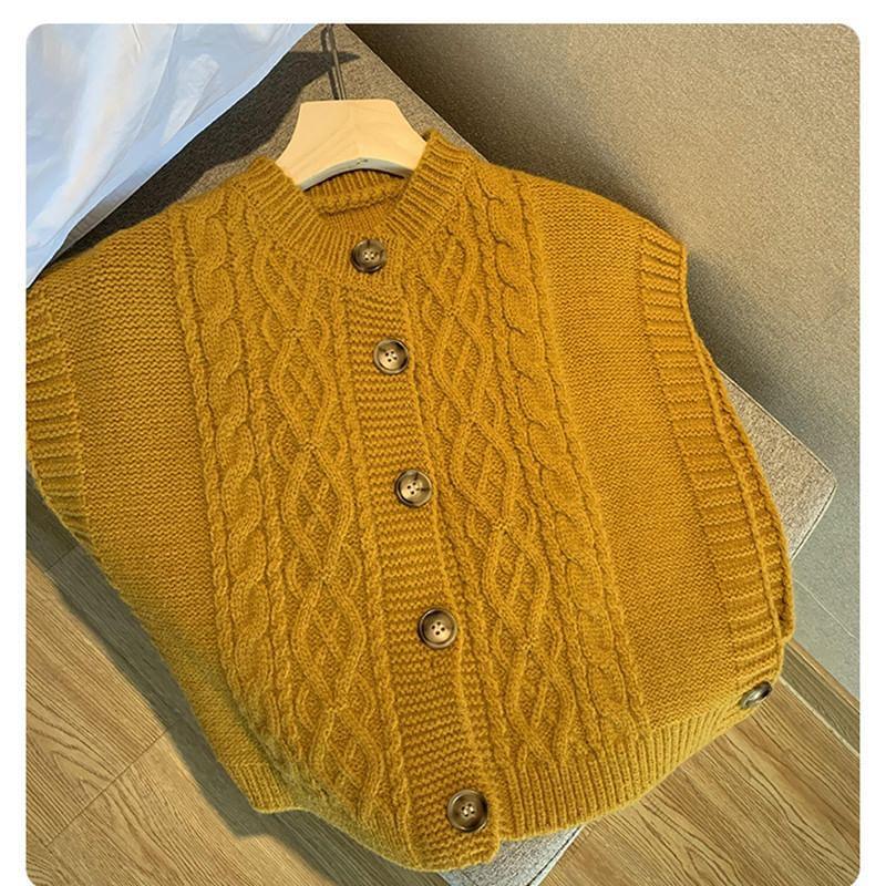 Short-Sleeve Plain Cable-Knit Cardigan Product Image