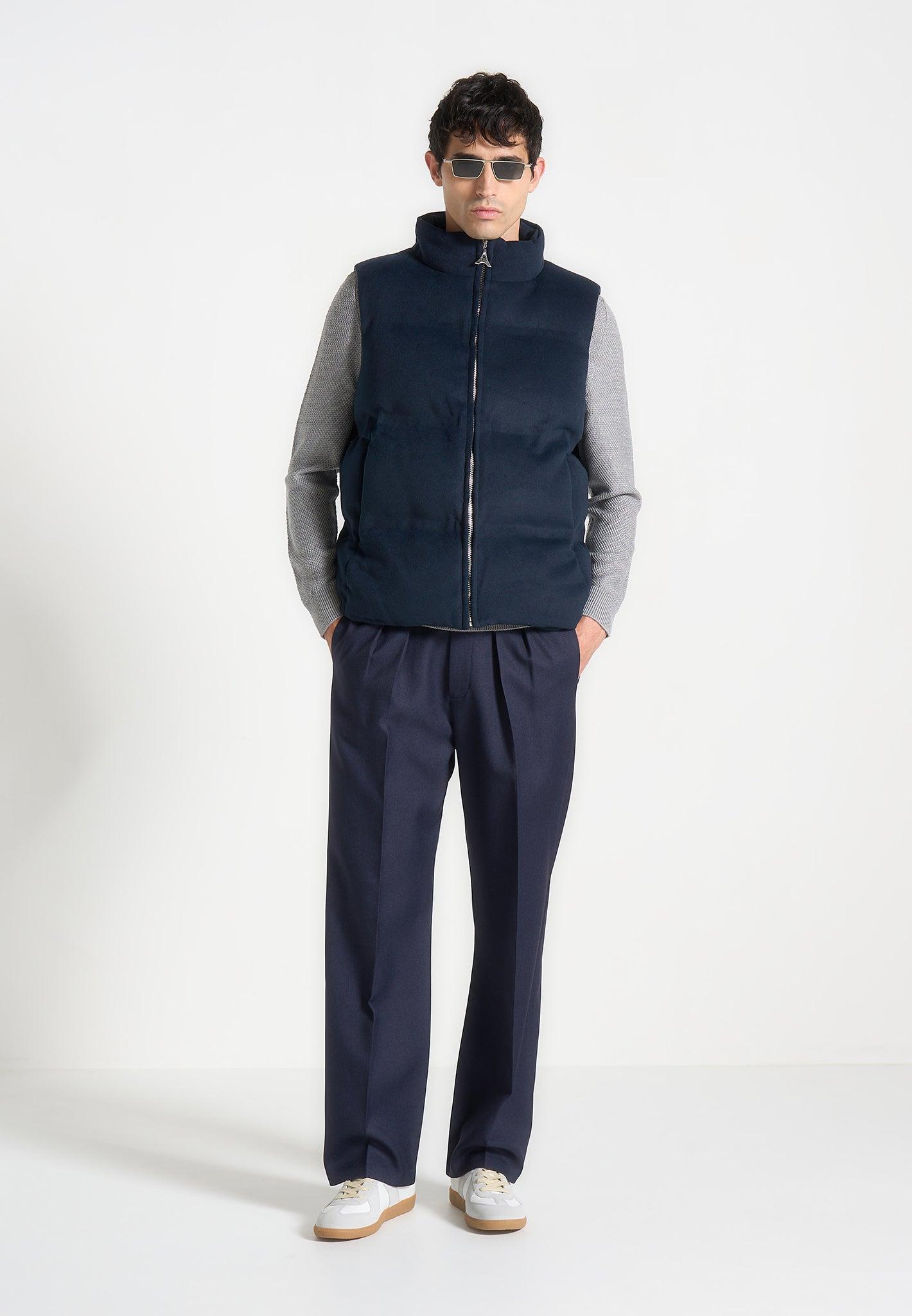 Brushed Marl Puffer Gilet - Navy Male Product Image