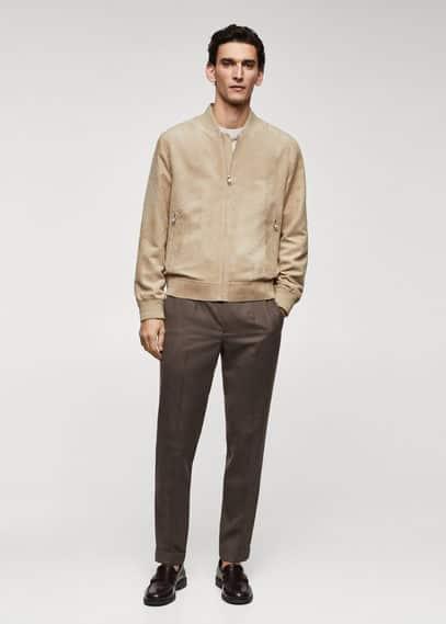 MANGO MAN - Suede-effect bomber jacket sandMen Product Image