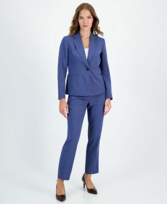 Pinstripe One-Button Jacket & Slim-Fit Pantsuit, Petite & Regular  Product Image