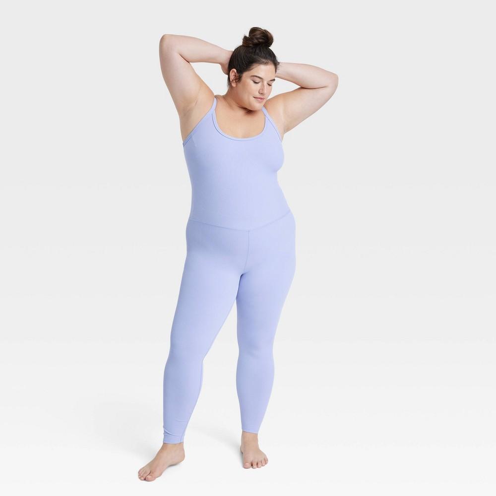 Womens Rib Full Length Bodysuit - All In Motion Lilac Purple 4X Product Image