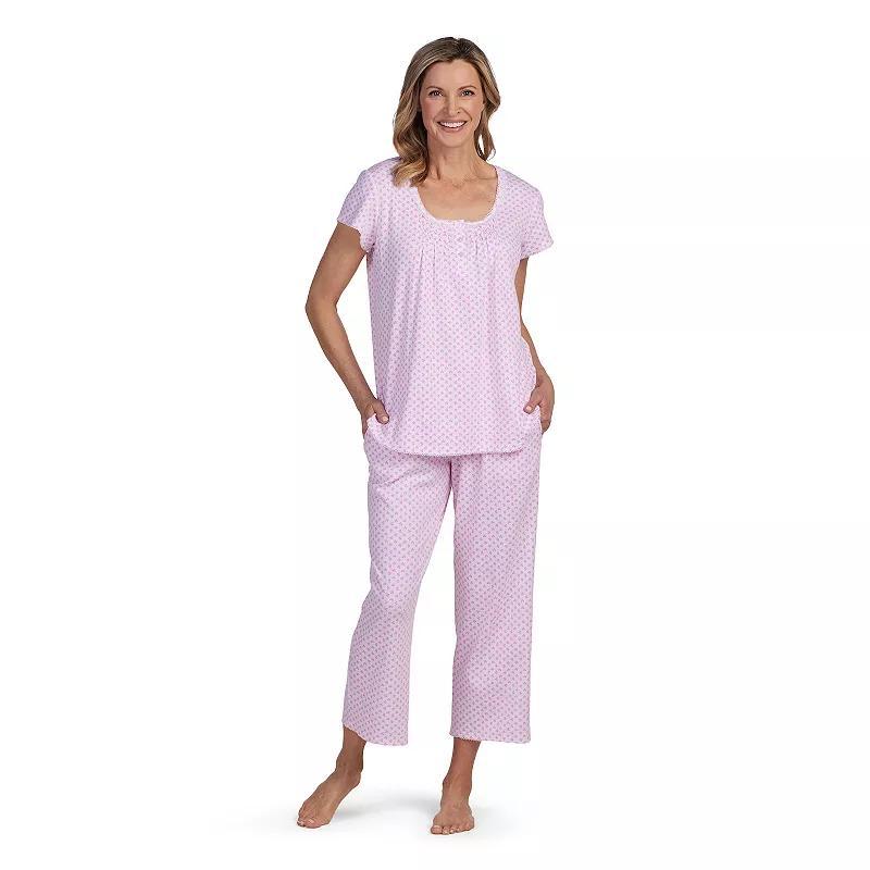 Womens Miss Elaine Essentials Cottonessa Short Sleeve Henley Pajama Top & Pajama Pants Set Product Image